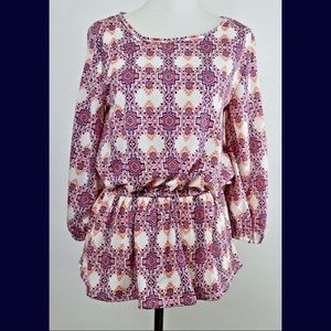 Dept 222 Top Small Geometric Print Elastic Waist